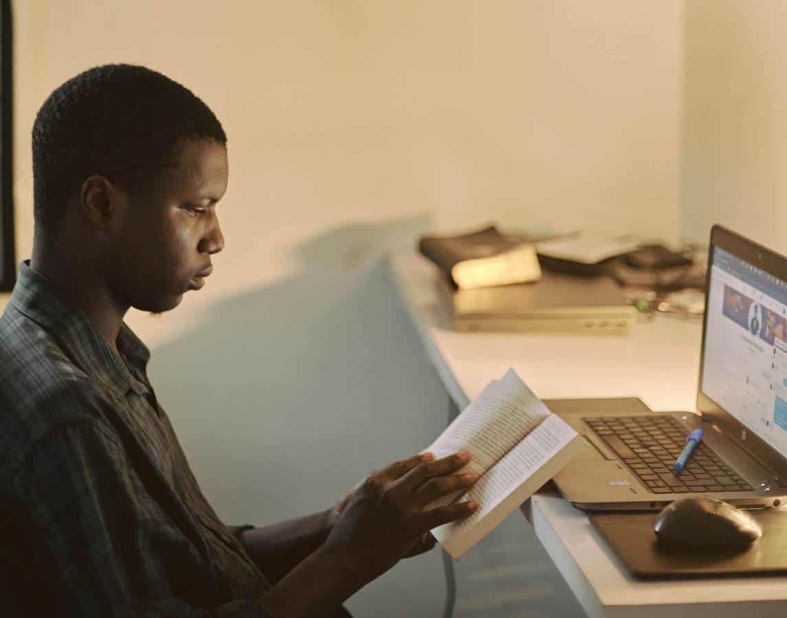 remote school student taking a study break