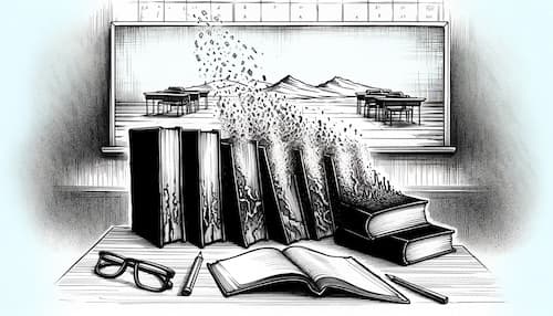 Books crumbling to illustrate learning loss