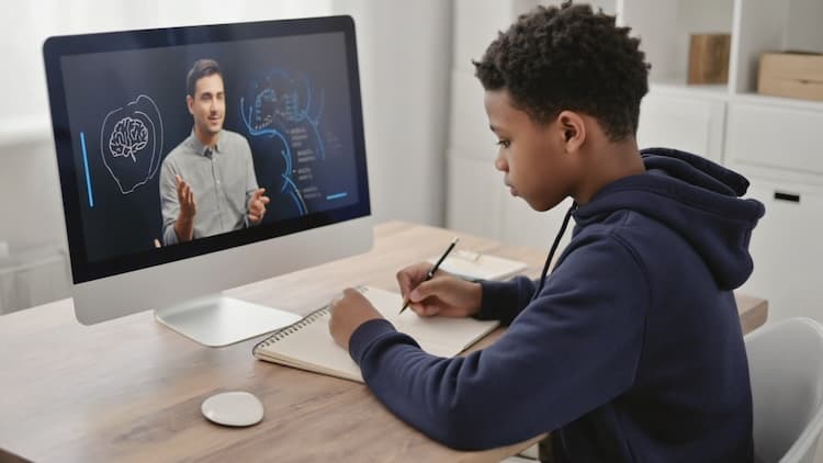 boy studying cognitive science online