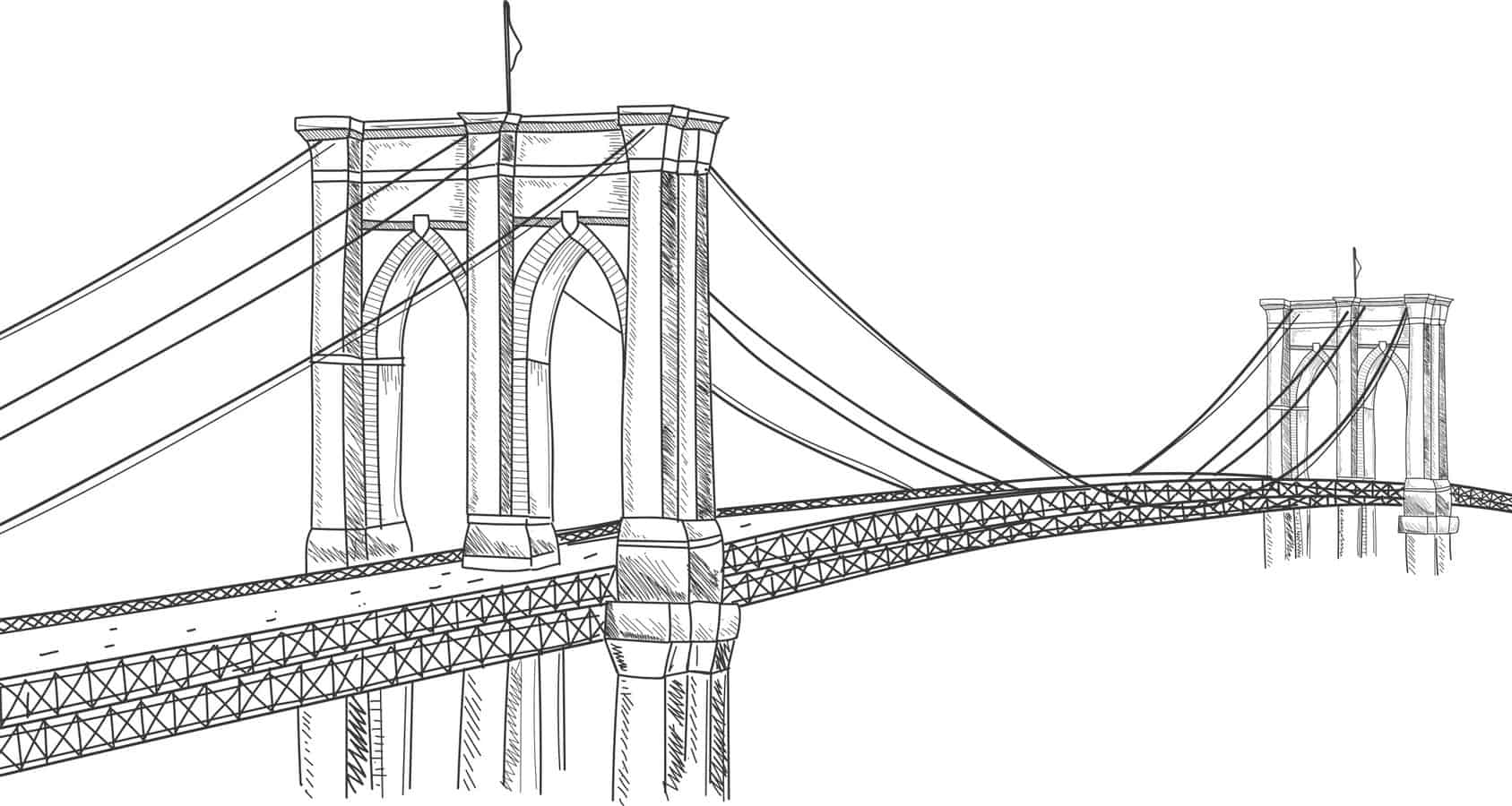 Hand Drawn Brooklyn Bridge