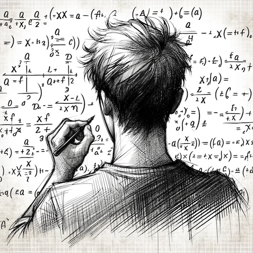sketch of a student taking an online algebra 1 course